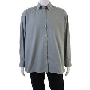 Loulou Studio Mens Long Sleeves Button Down Shirt Blue Cotton Size Medium